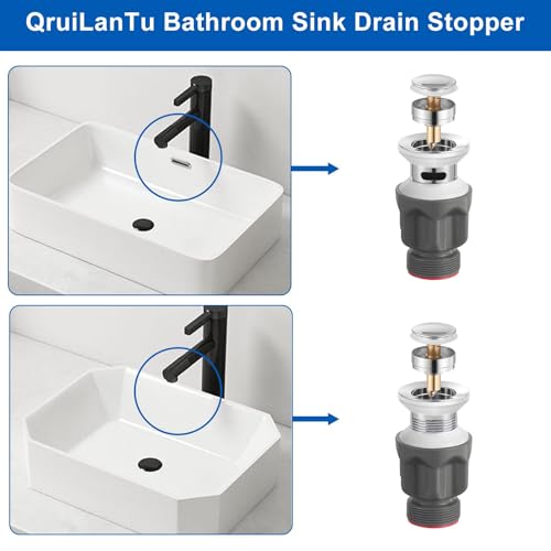 1 1/2" Bathroom Sink Pop-Up Drain Filter, Clog-Proof Filter, Sink Assembly with Overflow Outlet, Stainless Steel Sink Drain Plug（with Overflow Hole） - size: There are holes