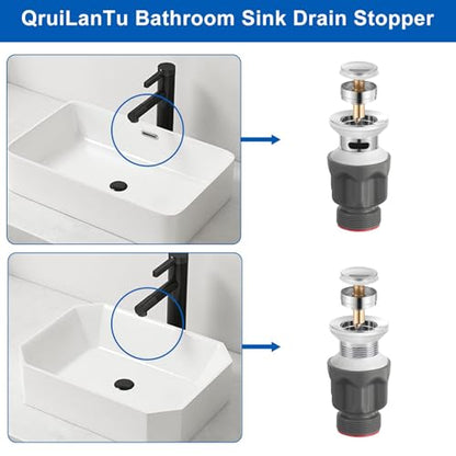 1 1/2" Bathroom Sink Pop-Up Drain Filter, Clog-Proof Filter, Sink Assembly with Overflow Outlet, Stainless Steel Sink Drain Plug（with Overflow Hole） - size: There are holes