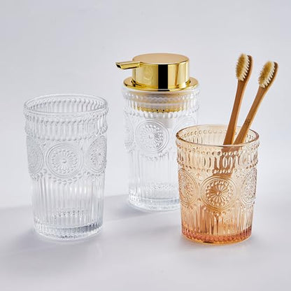 Foaming Hand Soap Dispenser,Glass Foam Soap Dispenser,Refillable Liquid Soap Dispenser,Lotion Dispenser(A4-2-US) - color: Gold, size: Large