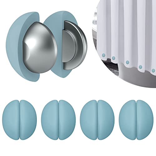 VANZAVANZU 5 Pairs Shower Curtain Weights, Silicone Wrapped Magnets, Heavy Duty Magnets Prevent Curtain Liner from Blowing, Rust-Free, Blue - color: Blue, size: 1.2"W x 1.2"L (Pack of 5)