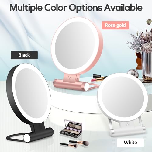 Magnifying Mirror with Light 30X, Double-Sided 1X/ 30X Magnifying Makeup Mirror with Tweezer, 2000mAh 3 Colour Modes with Adjustable Brightness,Foldable Travel Mirror(9" L x 7" W) - color: White