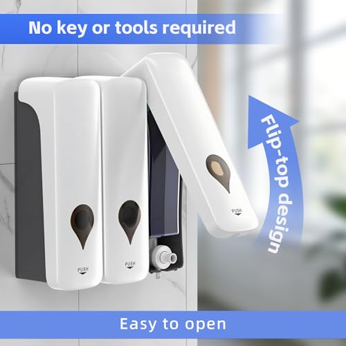 Shampoo and Conditioner Dispenser, 3 Chamber 3x300ml, Wall Mount, No Drill | Refillable Body Wash and Shower Soap Dispenser Set for Bathroom Hotel Kitchen Home - color: White 3-pack