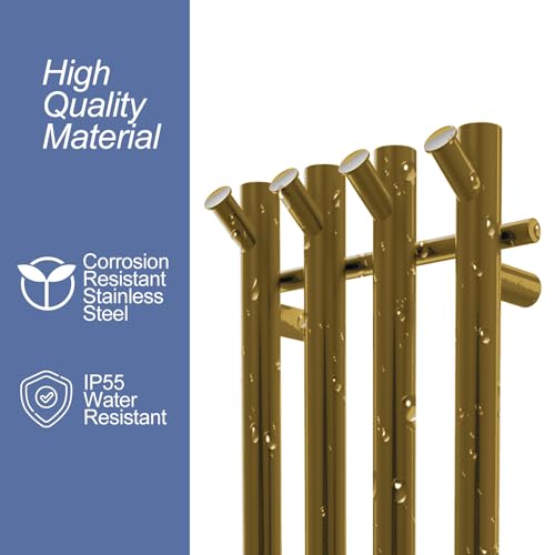 Heated Towel Rack, Towel Warmer with Timer, Wall Mounted hot Towel Warmer Rack for Bathroom, Hardwired or Plug-in Models Vertical Towel Heater (Gold) - color: Gold