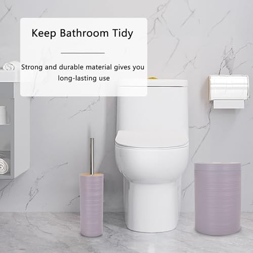 CERBIOR Bamboo Bathroom Accessories Set 6 Piece Spiral Bath Ensemble,Purple | Includes Soap Dispenser, Toothbrush Holder, Toothbrush Cup, Soap Dish for Decorative Countertop and Housewarming Gift - style: Purple