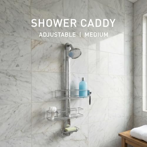 simplehuman Adjustable Shower Caddy, Stainless Steel and Anodized Aluminum - style: Medium