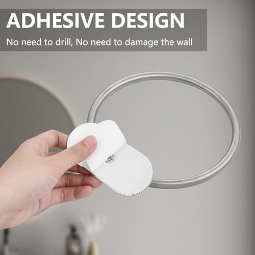 Self Adhesive Towel Ring and Toilet Paper Holder, No Drilling Stainless Steel Bathroom Hardware Set, Sturdy Bathroom Accessories for Home or Kitchen, Wall Mounted (Brushed Nickel) - color: Brushed Nickel