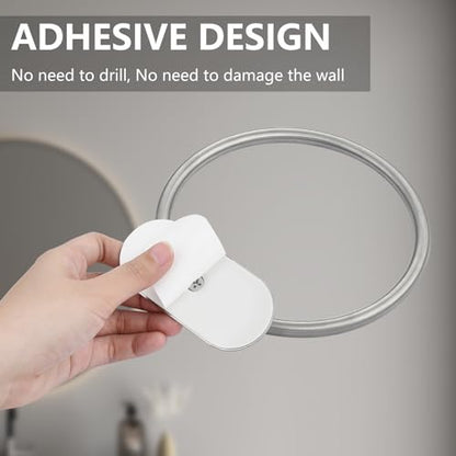 Self Adhesive Towel Ring and Toilet Paper Holder, No Drilling Stainless Steel Bathroom Hardware Set, Sturdy Bathroom Accessories for Home or Kitchen, Wall Mounted (Brushed Nickel) - color: Brushed Nickel