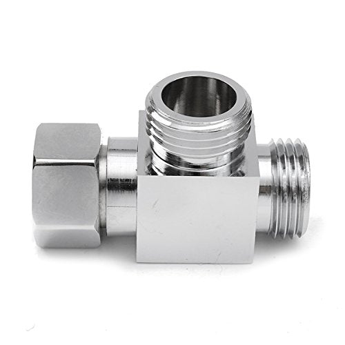 1/2" Brass Chrome 3 Way Diverter, Hose Fitting Tee, T Shape Adapter Connector for Angle Valve Hose, Bath Shower Arm, Toilet Bidet Sprayer Faucet - color: chome