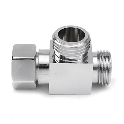 1/2" Brass Chrome 3 Way Diverter, Hose Fitting Tee, T Shape Adapter Connector for Angle Valve Hose, Bath Shower Arm, Toilet Bidet Sprayer Faucet - color: chome