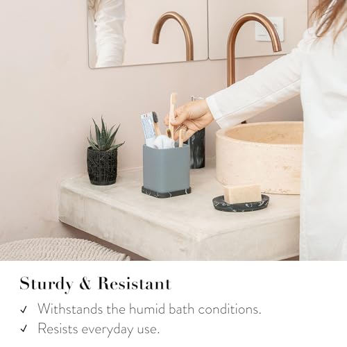 Toothbrush Holder, Durable Countertop Resin Electric Toothbrush Toothpaste Makeup Brush Razor Holder Stand Bathroom Organizer with Detachable Tray - color: 2. Sand