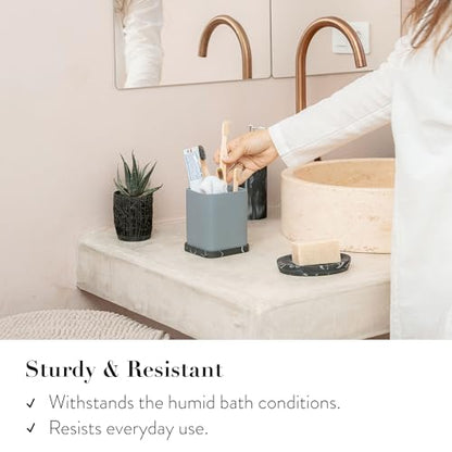 Toothbrush Holder, Durable Countertop Resin Electric Toothbrush Toothpaste Makeup Brush Razor Holder Stand Bathroom Organizer with Detachable Tray - color: 2. Sand