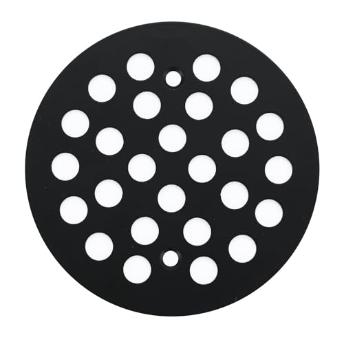 Round 4-1/4 Inch Screw-in Shower Drainer Cover Replacement 304 Stainless Steel Floor Drain Grate with Screws Black - color: Black