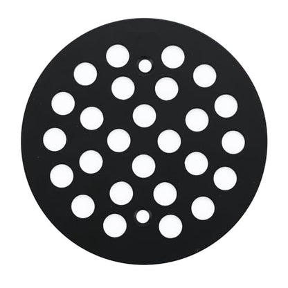 Round 4-1/4 Inch Screw-in Shower Drainer Cover Replacement 304 Stainless Steel Floor Drain Grate with Screws Black - color: Black