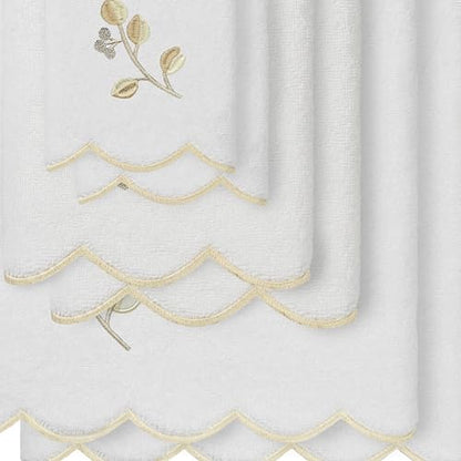 Jardin Turkish Cotton Scallop Towel-Beige-6 Pcs Set - color: Beige, size: 6 Pcs Set