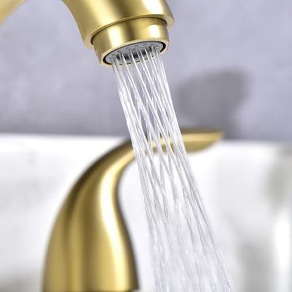 sumerain 8 Inch Widespread Bathroom Faucet 3 Hole 2 Handle Bath Faucet Brushed Gold - color: Brushed Gold
