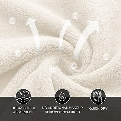 MOONQUEEN Microfiber Facial Cloths Fast Drying Washcloth 12 Pack - Premium Soft Makeup Remover Cloths - Cream - color: Cream, size: 12x12 Inch (Pack of 12)