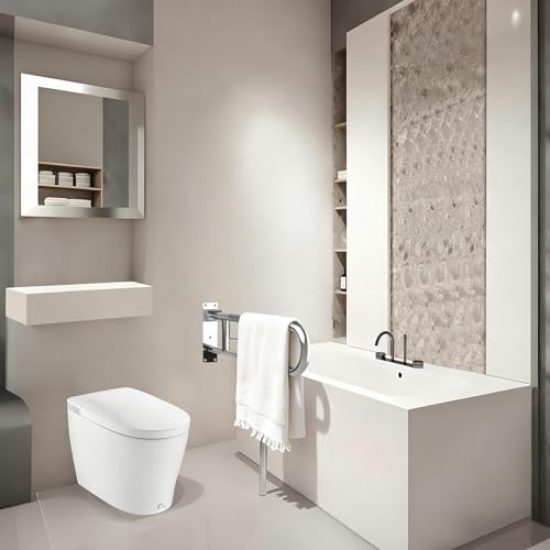 Handicap Grab Bar,23.6 Inch Stainless Steel 1.25" Diameter Toilet Safety Rails for Bathroom with Paper Holder, Anti-Slip Flip-Up Support Rail for Seniors Elderly - size: 23.6 Inch
