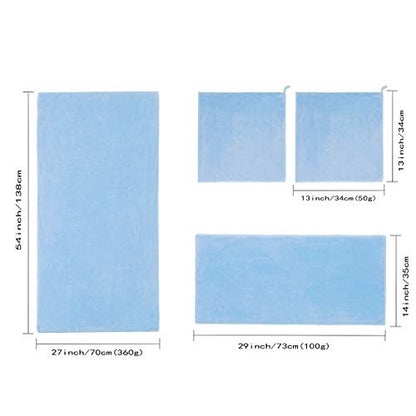 Xinrjojo Quick-Dry Bath Towels Set, Super Soft Plush Highly Absorbent Travel Towels 1 Bath Towels 1 Hand Towel and 2 Washcloths-Light Blue - color: Light Blue