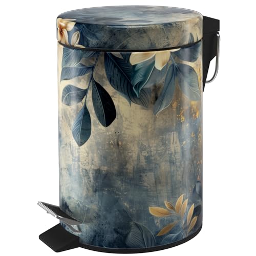Sanilo Small Bathroom Trash Can with Lid [1.3 Gallon] - Lidded Tiny Trashcan for Garbage - Mini Metal Bin with Soft Closing Mechanism - Bath Room Accessoire Wastebin with Inner Bucket (Lilybud) - color: Lilybud