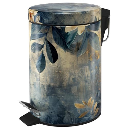 Sanilo Small Bathroom Trash Can with Lid [1.3 Gallon] - Lidded Tiny Trashcan for Garbage - Mini Metal Bin with Soft Closing Mechanism - Bath Room Accessoire Wastebin with Inner Bucket (Lilybud) - color: Lilybud