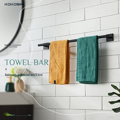 KOKOSIRI Towel Rails Bathroom Towel Bars Matte Black 24 Inch Bath Towel Holder for Cabinet Kitchen Wall Stainless Steel B4005BK-L24 - color: Matte Black, size: 24-Inch