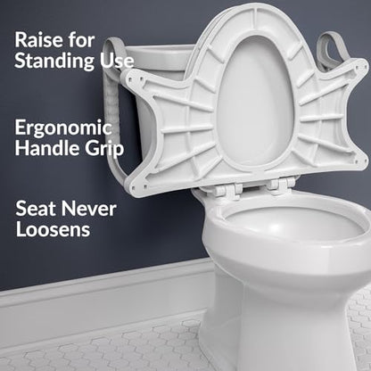 Bemis Assist Toilet Seat with Built-in Support Handles, Hinges Never Loosen, Fits Round and Elongated - style: Seat with Handles