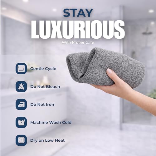 Set of 6 Luxurious Hand Towels for Bathroom, 16x28 inches, 100% Cotton, Ultra-Soft, Absorbent & Durable, 600GSM Bathroom Hand Towel - Ideal for Gym, Bath, Spa Use (Grey, 6 Pack) - color: Grey