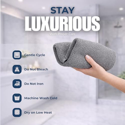 Set of 6 Luxurious Hand Towels for Bathroom, 16x28 inches, 100% Cotton, Ultra-Soft, Absorbent & Durable, 600GSM Bathroom Hand Towel - Ideal for Gym, Bath, Spa Use (Grey, 6 Pack) - color: Grey