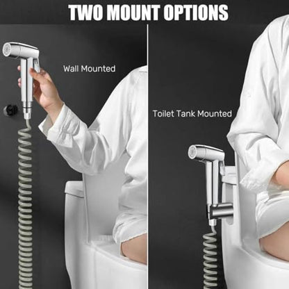 Handheld Bidet Sprayer Toilet,Kitchen Bathroom Douche Cloth Washing Diaper Cleaning Shower Head with 59 inches Telescopic Hose and G1/2, 55/64", 15/16" Faucet Adapters, Hair Washing, Dog Shower