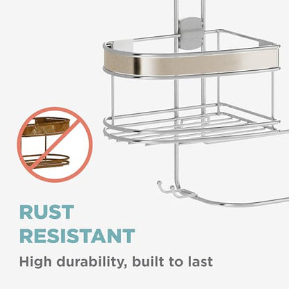 Zenna Home Expanding Shower Caddy, Rust-Resistant, Chrome with Brushed Accents - color: Chrome With Brushed Nickel Accents