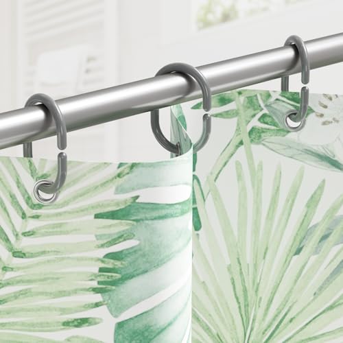 Grey Shower Curtain Hooks Rings, 24 Pcs Plastic Shower Curtain Rings, Plastic Shower Curtain Hooks for Bathroom Shower Rod, Grey Shower Hooks for Bathroom - color: Grey