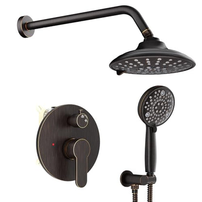 EMBATHER 8'' Shower System with Handheld Trim Kit, Oil Rubbed Bronze | 2-IN-1 Shower Faucet Set, 3-Mode Shower Head, 8-Setting Handheld Spray, Pressure-balanced Valve & Trim Kit - color: Oil Rubbed Bronze, size: 8 Inch