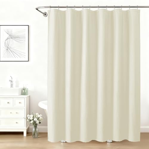 Aiyufeng Cream Shower Curtains for Bathroom，Dot Like Embossed Textured Waterproof Fabric Shower Curtain，Hotel Luxury Quality & Soft Cloth，Machine Washable，72Wx78L - color: Cream, size: 72"W x 78"L (Pack of 1)