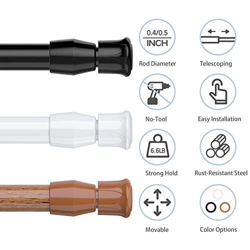 Spring Tension Curtain Rods Short Tension Rod (Black,17" to 28"-3Pcs) - color: Black, size: 17" to 28"-3Pcs