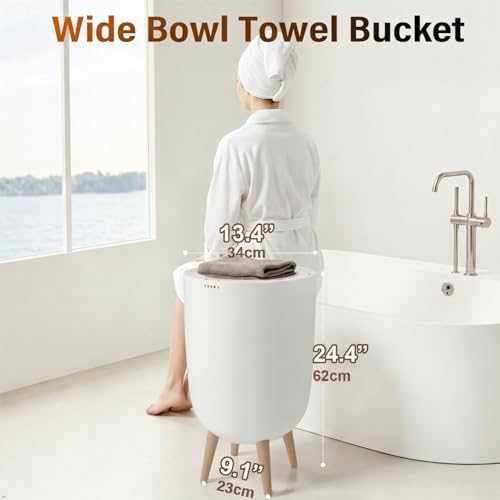 25L Towel Warmers for Bathroom, Luxury Rapid Heating Towel Warmer Bucket with Timer, Bluetooth Speaker, Mood Lights, Portable Removable Legs, Fits Two 40"x70", Blankets, Bathrobes
