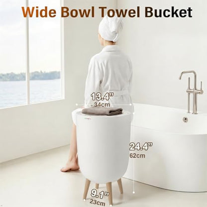 25L Towel Warmers for Bathroom, Luxury Rapid Heating Towel Warmer Bucket with Timer, Bluetooth Speaker, Mood Lights, Portable Removable Legs, Fits Two 40"x70", Blankets, Bathrobes