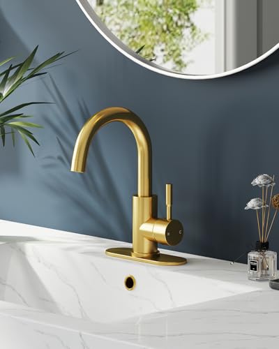 Bathroom Faucets, Bar Sink Faucet Single Hole for Bathroom Kitchen Campers with Pop-Up Drain Hose, Suitable for Farmhouse Vanity Lavatory - color: Brushed Gold, style: Classic