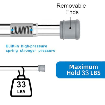 No Sectional Assembly Tension Curtain Rod 56-104 Inch | 1" Diameter Spring Long Adjustable Shower Curtain Rods for Bathroom Windows Closet No Drilling No Rust, Silver - color: Silver, size: 56-104Inch, No Assembly