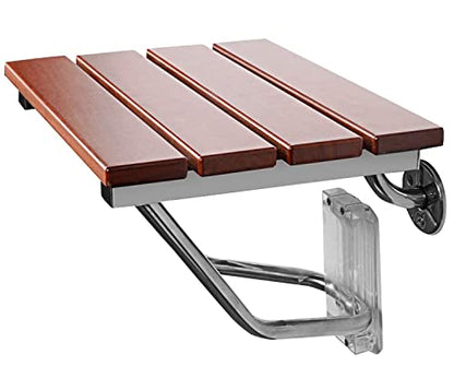 Folding Shower Seat Wall Mounted, Teak Wood, 15'' Foldable Shower Chair | 350lbs Capacity, Folding Shower Bench,Bathroom Stool, For Seniors Adults Disabled, For Indoor Shower Small Spaces