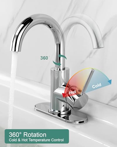 RKF Single-Handle Swivel Spout Bathroom Sink Faucet with Pop-up Drain with Overflow and Supply Hose,Bar Sink Faucet,Small Kitchen Faucet Tap,Chrome Polished,BF3501P-CP2 - color: 3501-CP2