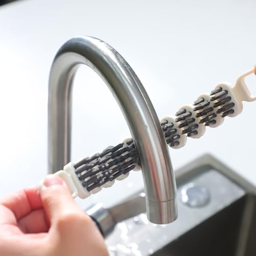 Cabilock 4PCS Flexible Scrub Brush for Cleaning Bathroom and Kitchen Bendable Crevice Cleaning Tool for Grout, Sink, and Corner Multi-Functional Household Scrubber for Narrow Spaces