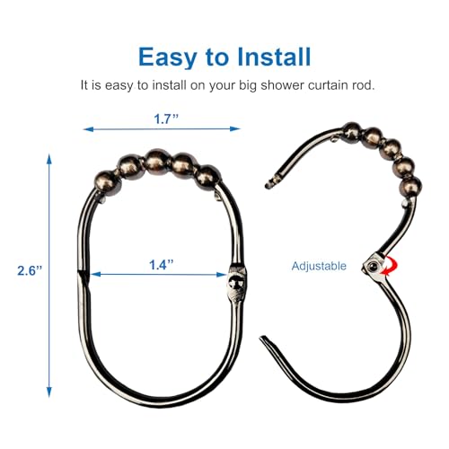 Shower Curtain Hooks Shower Rings for Curtain Bronze 12PCS | Rust Proof Stainless Steel, Oil Rubbed Bronze Shower Hooks for Bathroom Shower Rods Curtains Liners, Easy Glide Rollers - color: Oval Shape - Oil Rubber Bronze