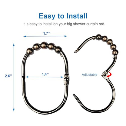 Shower Curtain Hooks Shower Rings for Curtain Bronze 12PCS | Rust Proof Stainless Steel, Oil Rubbed Bronze Shower Hooks for Bathroom Shower Rods Curtains Liners, Easy Glide Rollers - color: Oval Shape - Oil Rubber Bronze
