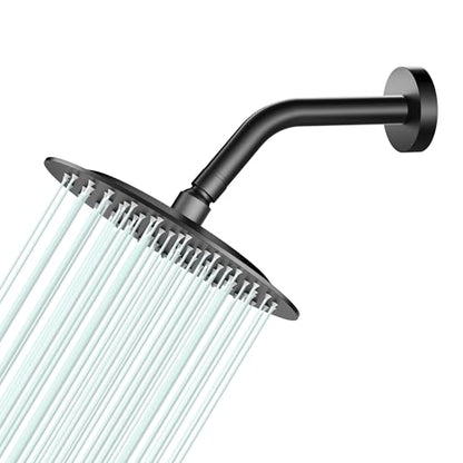 All Metal Rain Shower Head - Heavy Duty Stainless Steel, Easy Install, High Water Flow, Ultra-Thin Modern Design for Bathroom (D-Matte Black, 8) - color: D-Matte Black, size: 8