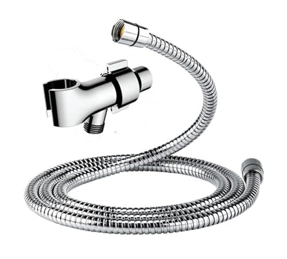 Shower Hose & Holder for Handhelds, 79" Extra Long Shower Hose, Built-in Explosion-Proof Braided Mesh Anti-leakage, 304 Stainless Steel Chrome Plated, with Shower Head Holder (chrome) - color: Chrome