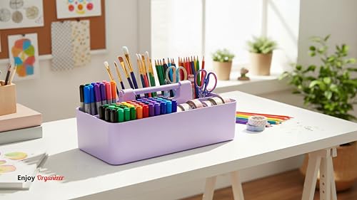 8 Compartments DIY Dividers,Large caddy, Multi Purpose, Simple, Portable, Stackable, Modern Solution for School, office, Desktop -MADE IN USA (Lavender) - color: Lavender