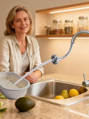 UFO-shaped 360° Swivel Kitchen Faucet Extender,Anti-Splash Dual-function Kitchen Faucet Sprayer Attachment,Large-diameter Shower Head Sink Aerator,Water Saving-8 Inch - style: LONG