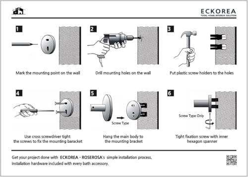 ECKOREA® Polished Chrome Tumbler Holder ECK-280C, Tumbler Included, Durable Zinc Alloy, Wall-Mounted, Screw-in - size: ECK-280C