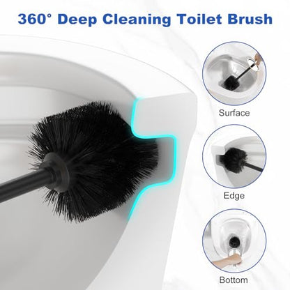 Toilet Brush and Holder Set：304 Stainless Steel Heavy Duty Toilet Bowl Brush，Removable Inner Bowl and Splash Protection，Bathroom Toilet Brush-Dense Bristles for Through Cleaning - color: Chrome