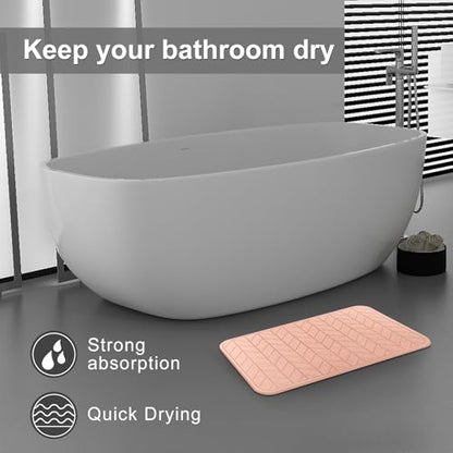 JUERLEN 2 Pack Diatomaceous Earth Shower Mat, Stone Bath Mat, Nonslip Super Absorbent Fast-Drying Hard Bath Mat for Bathroom Shower Floor, 24 x 16 inch, Pink Arrow Design - color: Pink